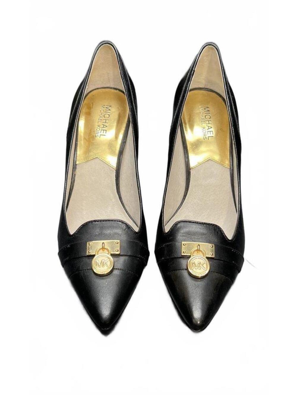 Michael Kors Women's Size 7 Black Leather Pointed Toe Heels
